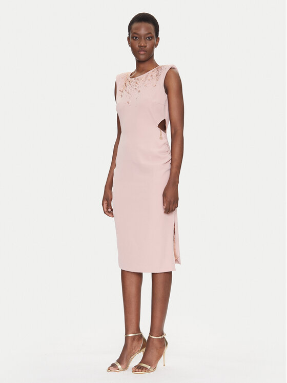 Fracomina Fracomina Koktejlové šaty FQ25SD2004W47601 Růžová Slim Fit