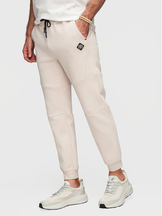 Ombre Ombre Spodnie dresowe P1520 Beżowy Regular Fit