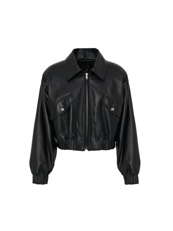 Mimika Mimika Kurtka skórzana Rumor bomber n^4 Czarny Oversize