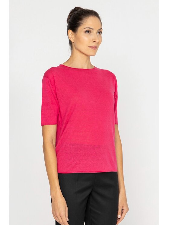 Deni Cler Milano Deni Cler Milano Bluzka T-DC-1238-D5-80-33-1 Różowy Regular Fit
