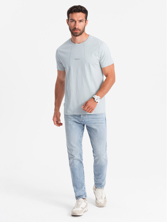 Ombre Ombre T-Shirt OM-TSCT-0170 Šedá Regular Fit