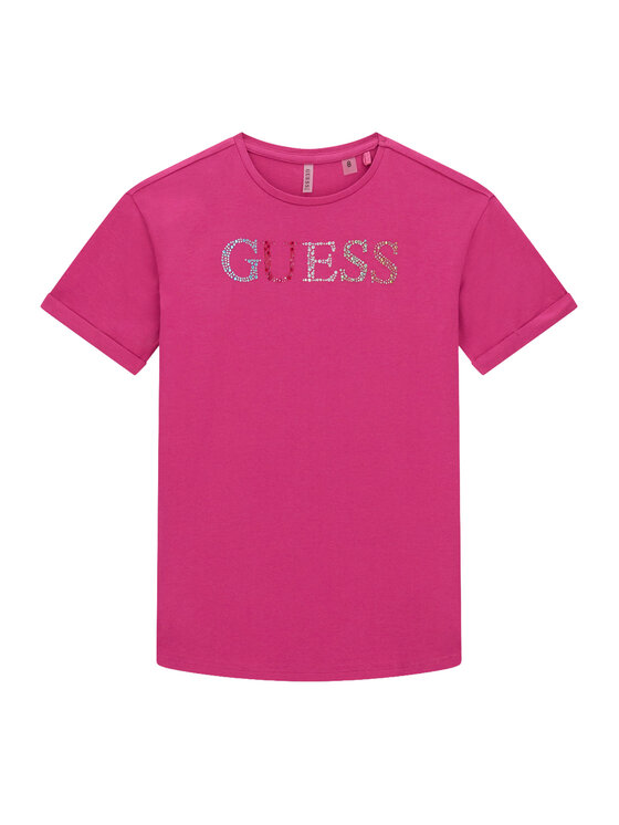 Guess Guess Marškinėliai J6GI33 J1314 Tamsiai rožinė Regular Fit