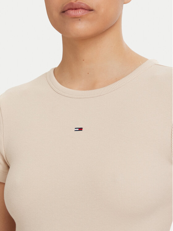 Tommy Jeans Tommy Jeans Rochie de vară Flag DW0DW22613 Bej deschis Slim Fit