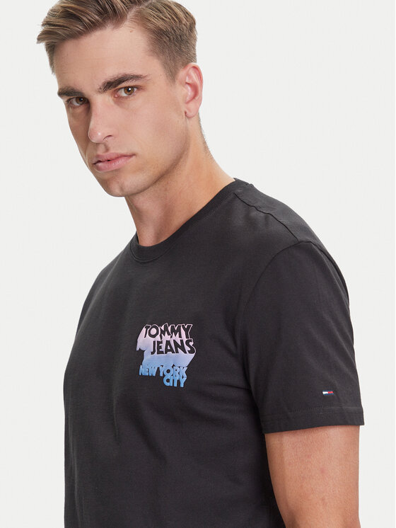 Tommy Jeans Tommy Jeans T-krekls Stack Backprint DM0DM21589 Melns Regular Fit