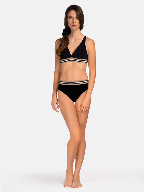 Miss Lou Miss Lou Bikini pezzo sopra G-AB1-CZ Nero