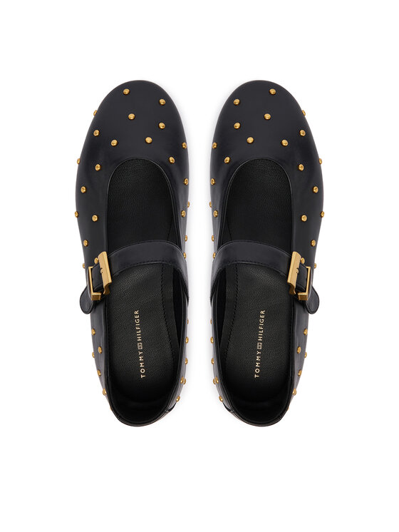 Tommy Hilfiger Tommy Hilfiger Balerinke Th Buckle Leather Stud Ballerina FW0FW09541 Crna