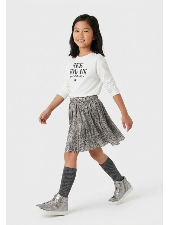 minoti minoti Spódnica plisowana 32SKIRT161 Srebrny Regular Fit