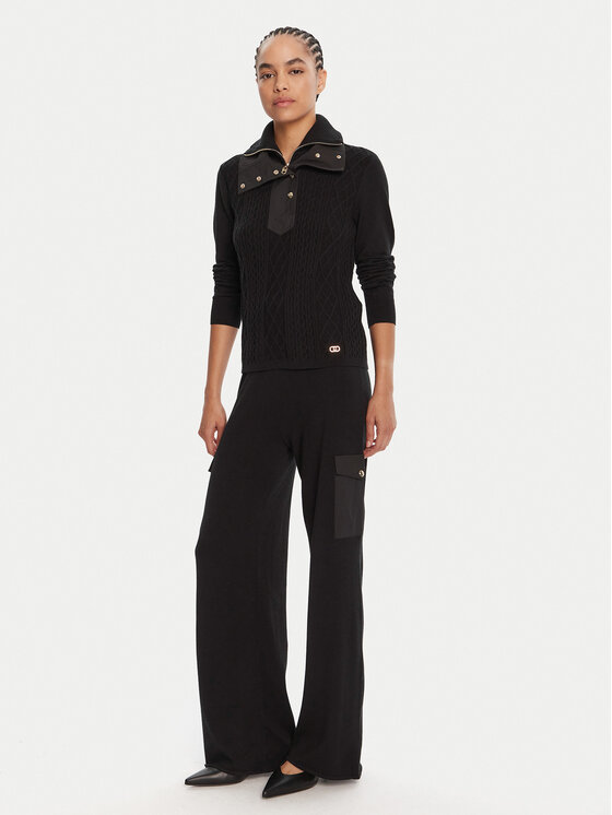 Liu Jo Sport Liu Jo Sport Kötött nadrág TF5041 MS75L Fekete Regular Fit