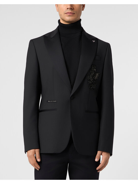 PHILIPP PLEIN PHILIPP PLEIN Marynarka 31389 Czarny Regular Fit