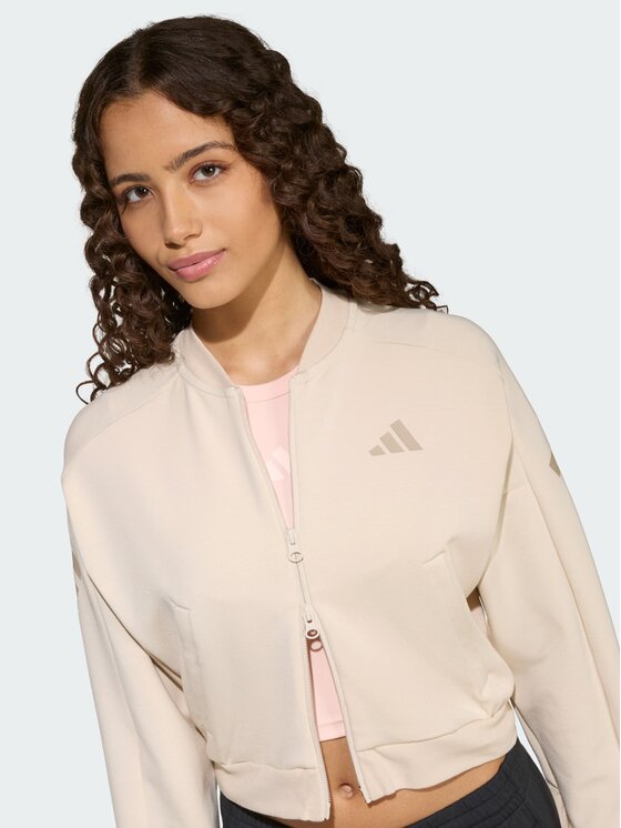 adidas adidas Bluza FUTURE ICONS 3 STRIPES FULL ZIP Beżowy Loose Fit