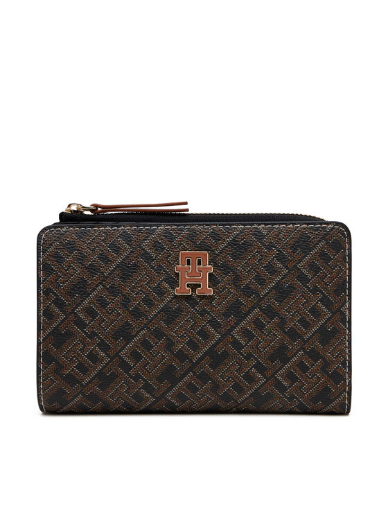 Tommy Hilfiger Portofel Mare de Damă Th Monoplay Leather Med 7 Wallet AW0AW17417 Negru