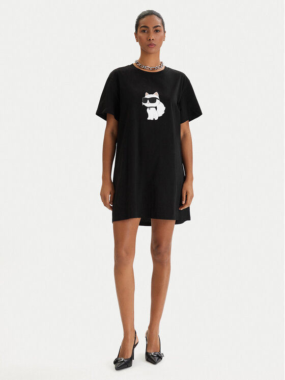 KARL LAGERFELD KARL LAGERFELD Spavaćica B1W45003 Crna Relaxed Fit