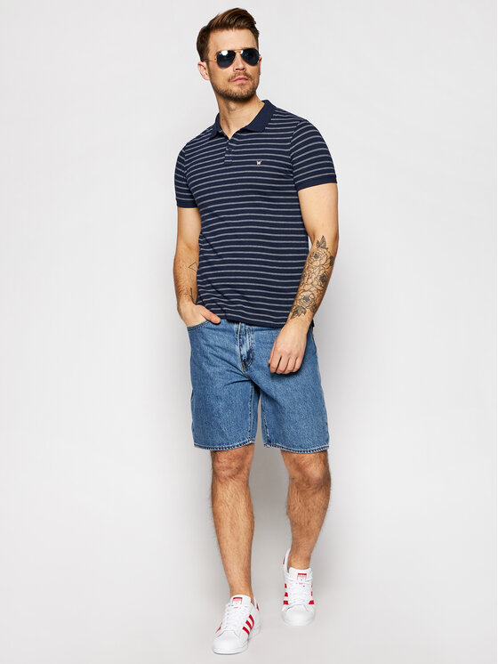 Wrangler Wrangler Polo Ss Yd Stripe W7ALKD114 112131349 Blu scuro Regular Fit