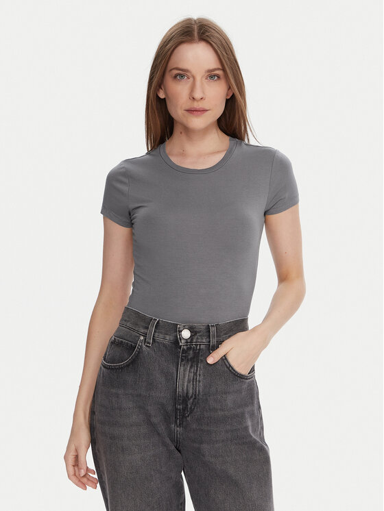 Gina Tricot Gina Tricot Тишърт 21287 Сив Slim Fit