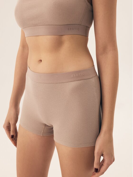 Esotiq Esotiq Szorty materiałowe 43092 Beżowy Regular Fit