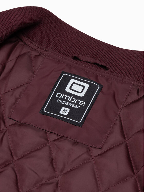 Ombre Ombre Kurtka bomber C538 Bordowy Regular Fit