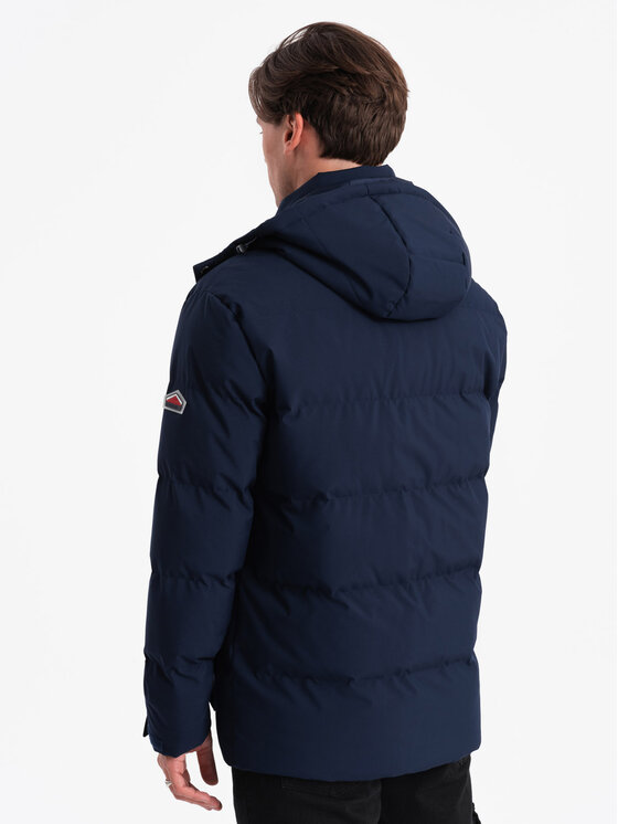 Ombre Ombre Zimní bunda OM-JAHP-0152 Tmavomodrá Regular Fit