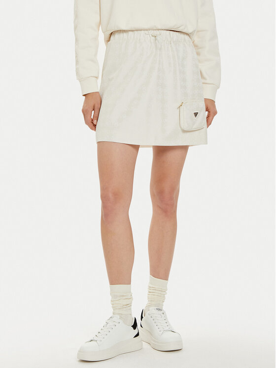 Spódnica mini Guess, Rozmiar XL, Écru, V4BD00 WGLW2