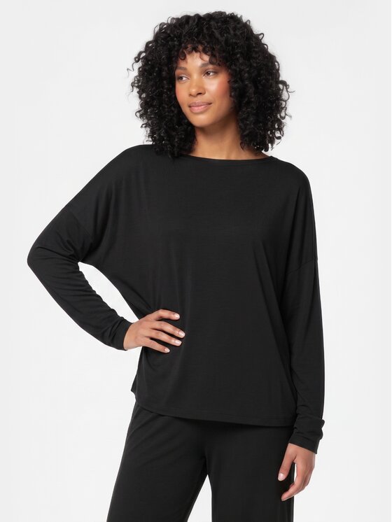 BASICLO BASICLO Longsleeve W-2309-99 Czarny Oversize