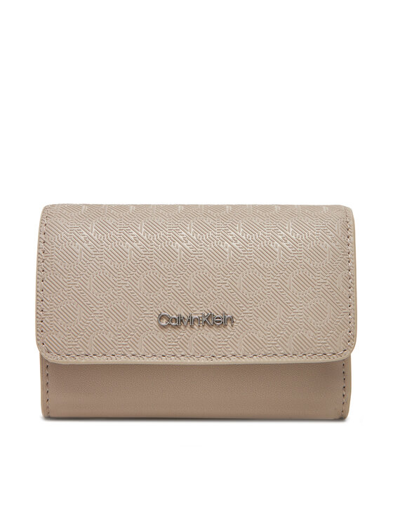 Portofel pentru femei Calvin Klein Ck Must Aop Small Trifold W Zip LV04F1038G Bej