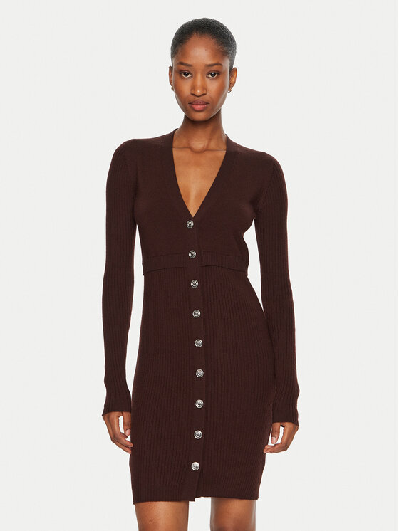 PINKO Pinko Pletena obleka Riserva 104017 A15S Rjava Regular Fit
