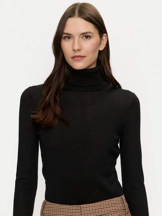Tommy Hilfiger Tommy Hilfiger Bluză cu gât WW0WW43098 Negru Slim Fit