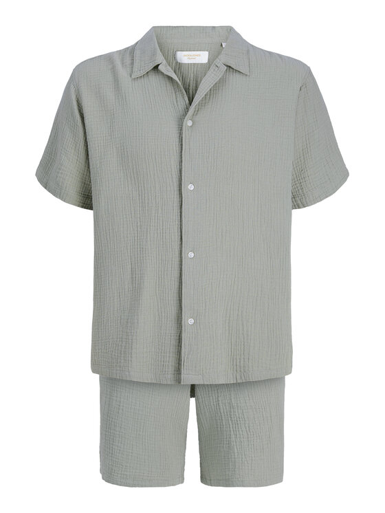 Jack & Jones Jack & Jones Σετ πουκάμισο και σορτς υφασμάτινα Nantucket 12302220 Πράσινο Relaxed Fit
