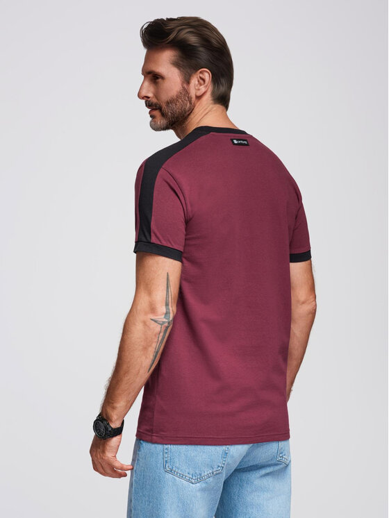 Ombre Ombre T-Shirt OM-TSCT-0115 Bordó Regular Fit