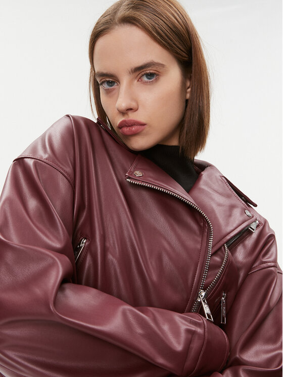 DKNY DKNY Шкіряна куртка P3GCTQ52 Бордовий Regular Fit