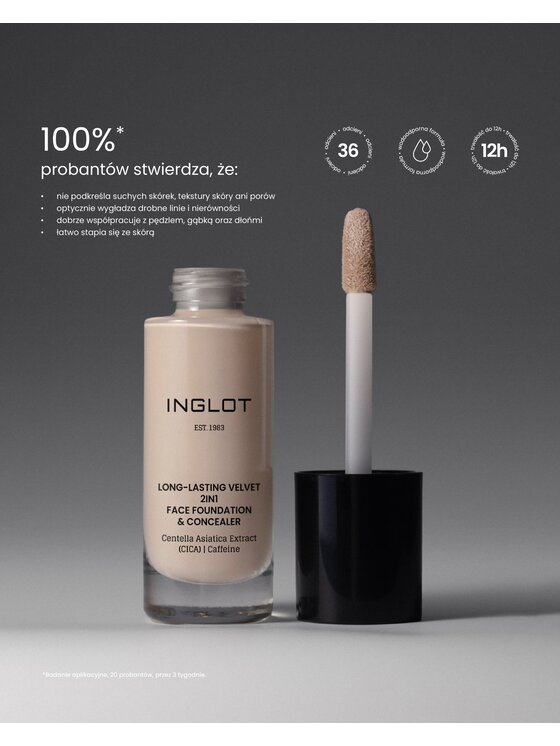 INGLOT INGLOT i korektor 2w1 Long-Lasting Velvet Podkład 702 Fair Neutral