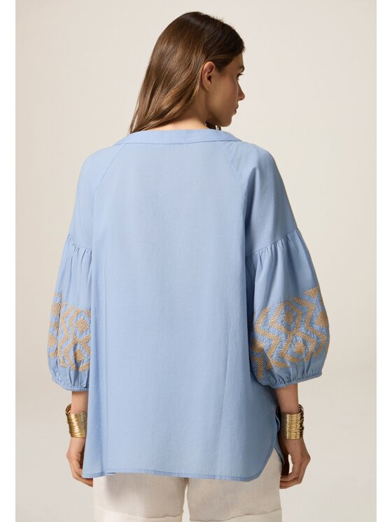 Oltre Oltre Blusa 2461J000687N004 Turchese Over Fit