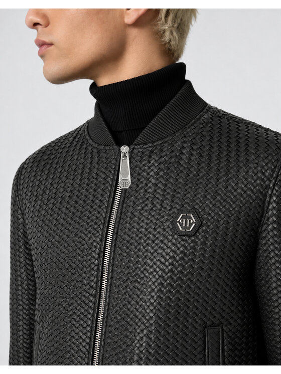 PHILIPP PLEIN PHILIPP PLEIN Kurtka skórzana 31050 Czarny Regular Fit