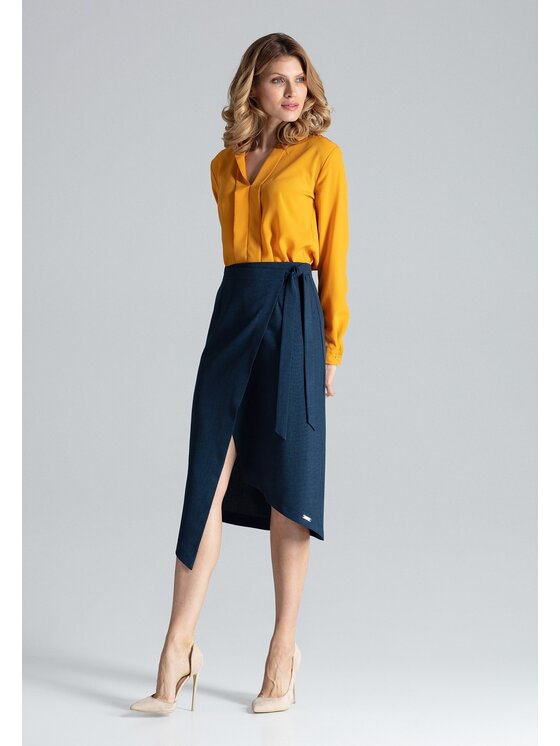 FIGL FIGL Spódnica midi M629 Granatowy Straight Fit