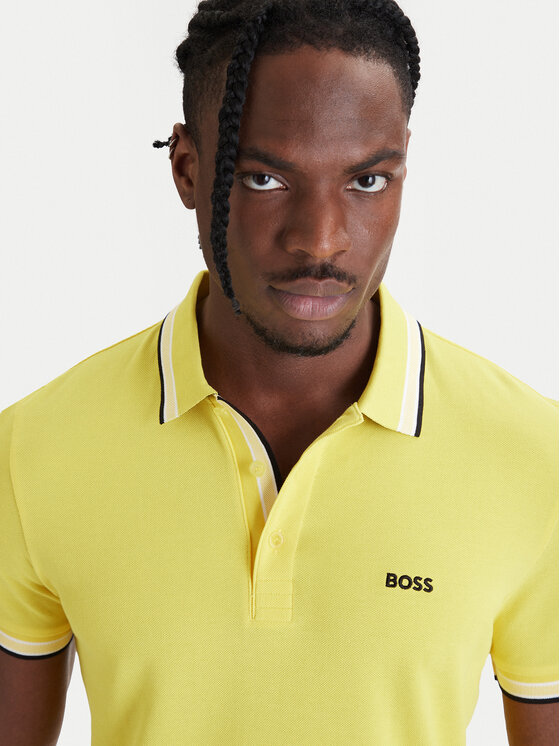 BOSS BOSS Тениска с яка и копчета Paddy 50469055 Жълт Regular Fit