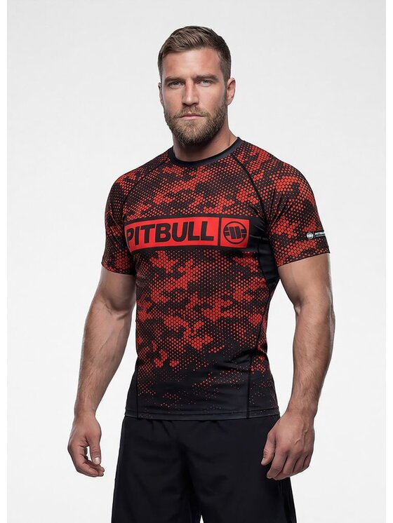 PITBULL PITBULL Koszulka techniczna HEX CAMO HILLTOP Czerwony Regular Fit