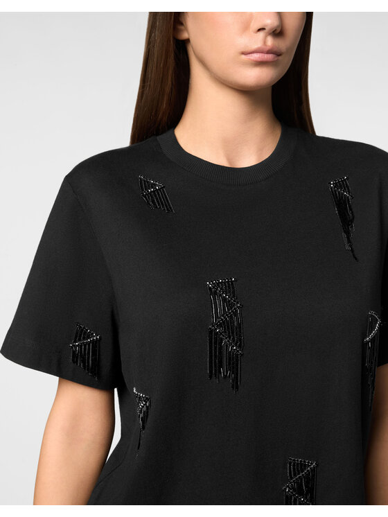 PHILIPP PLEIN PHILIPP PLEIN Tričko 22921 Čierna Over Fit