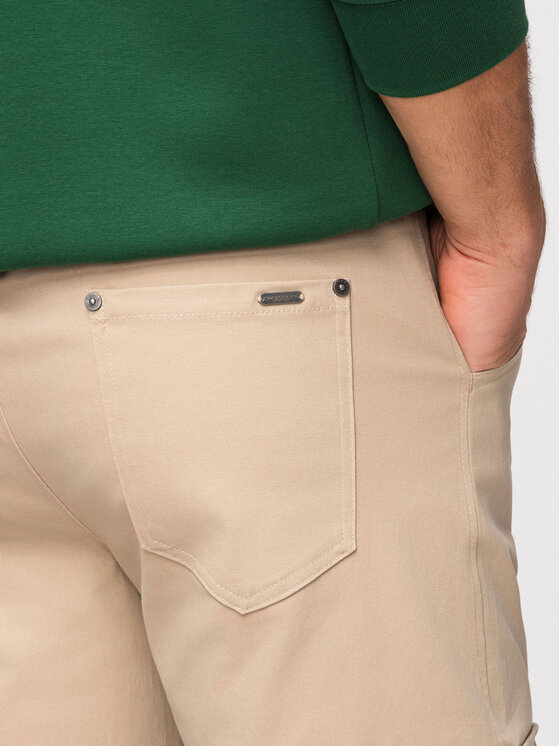 Ombre Ombre Spodnie cargo P1516 Beżowy Regular Fit