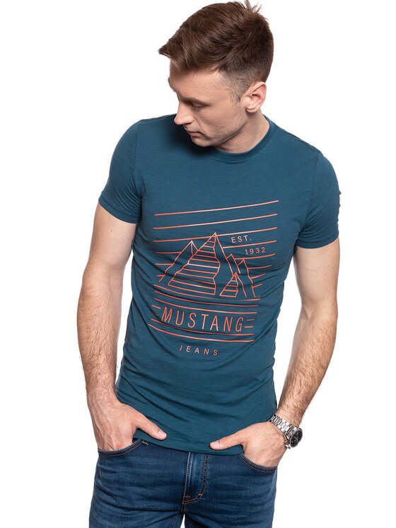 Mustang Mustang T-shirt AARON C PRINT Blu Slim Fit