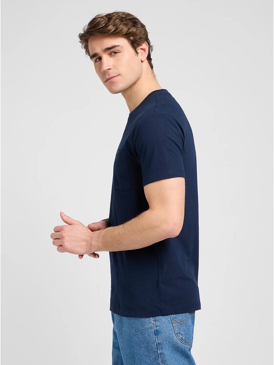 Lee Lee T-Shirt ULTIMATE POCKET TEE Niebieski Comfort Fit