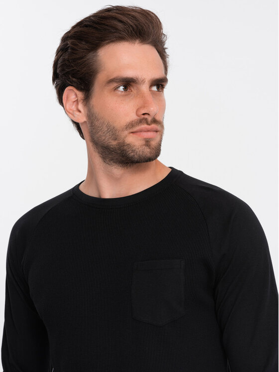 Ombre Ombre Longsleeve OM-LSCL-0109 Czarny Reglan Fit