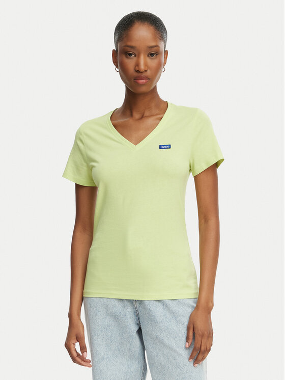 HUGO Tricou Classic 50513667 Verde deschis Slim Fit