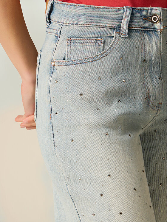 Oltre Oltre Jeansy P495R009208N024 Turkusowy Boy Fit