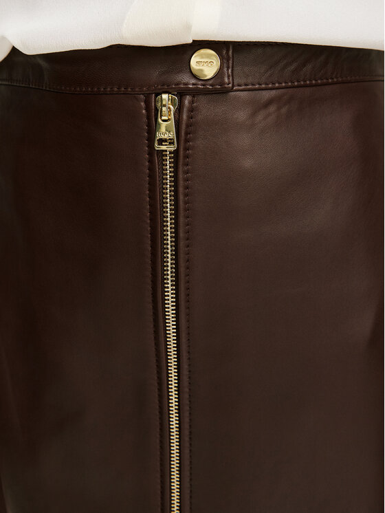 HUGO HUGO Spódnica skórzana Lacelo 50563073 Brązowy Regular Fit