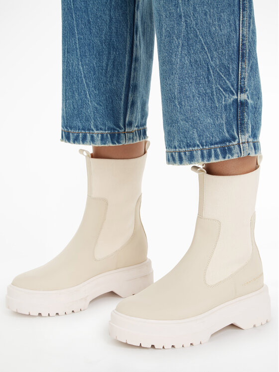 Tommy Hilfiger Tommy Hilfiger Боти тип челси Feminine Seasonal FW0FW07226 Бежов