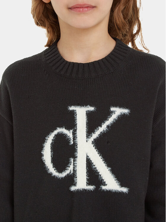 Calvin Klein Jeans Calvin Klein Jeans Džemper Fluffy Monogram IG0IG02220 Crna Regular Fit