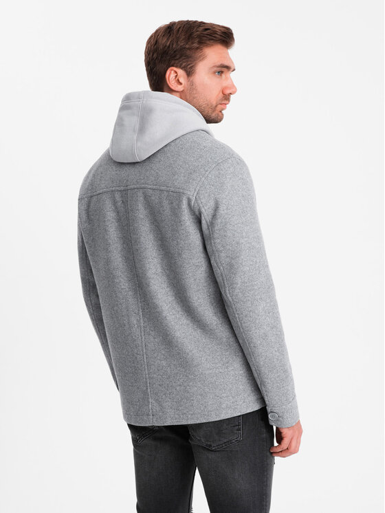 Ombre Ombre Kurtka koszulowa OM-JANP-0199 Szary Regular Fit