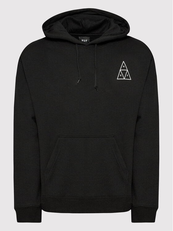 HUF HUF Džemperis ar kapuci Essentials Triple Triangle PF00491 Melns Regular Fit
