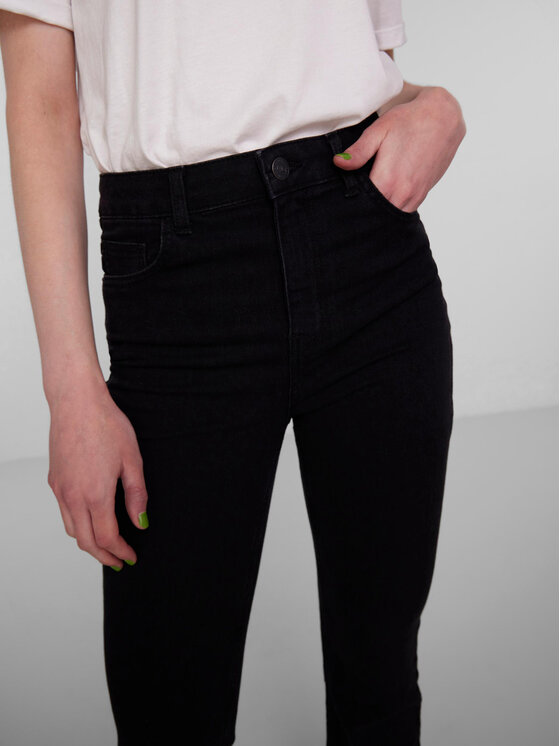 Pieces Pieces Τζιν 17111068 Μαύρο Flared Fit
