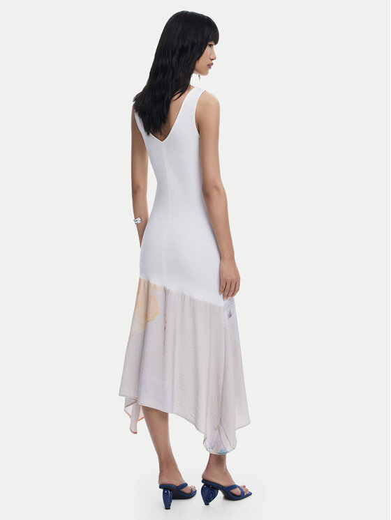 Desigual Desigual Rochie de zi Dita 25WWVK38 Alb Slim Fit