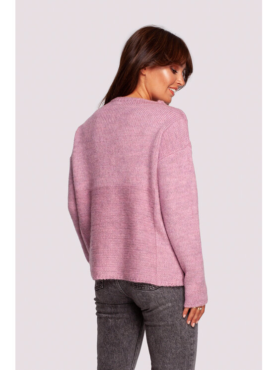 BeWear BeWear Sweter BK091 Różowy Modern Fit